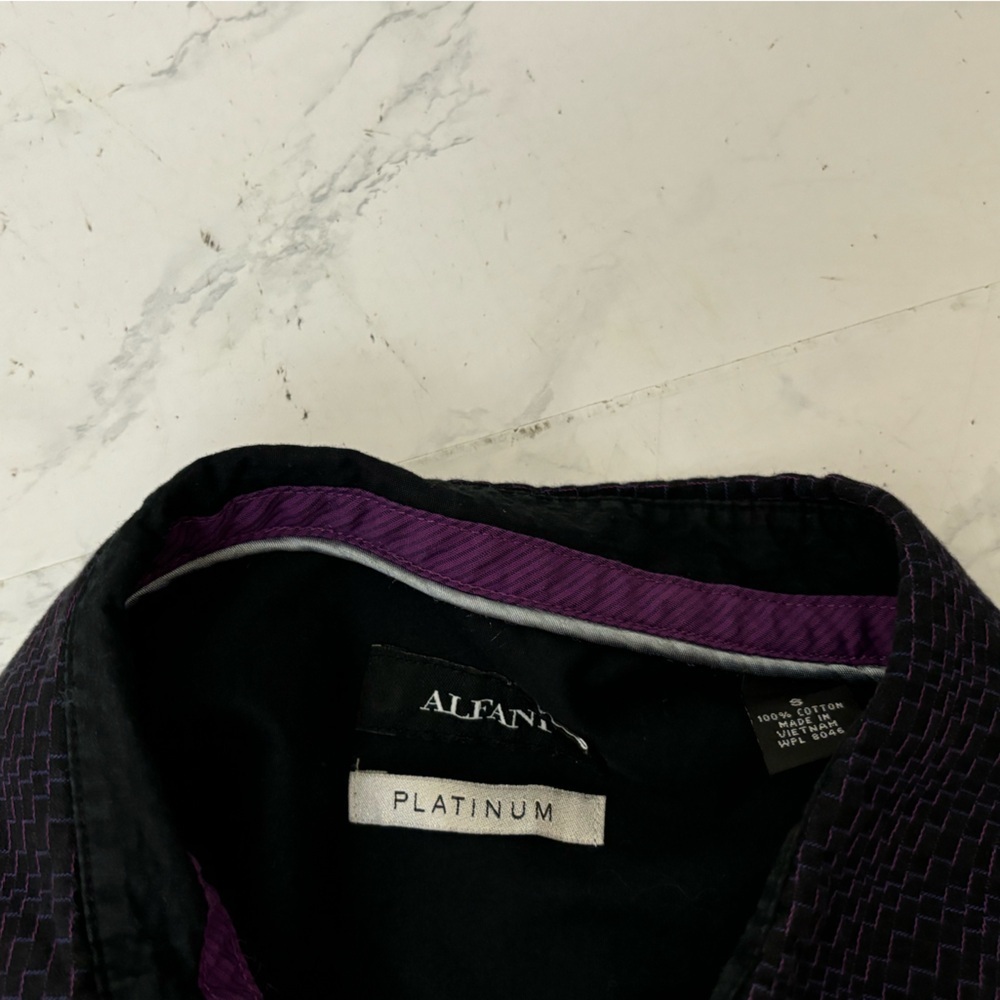 Alfani Mens Platinum Long Sleeve Button Down Shirt Sz S Black Purple Cotton D1​​ - Picture 4 of 5